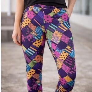 Patchwork‎ Print Leggings OS Colorful Funky Patterned Print One Size Halloween